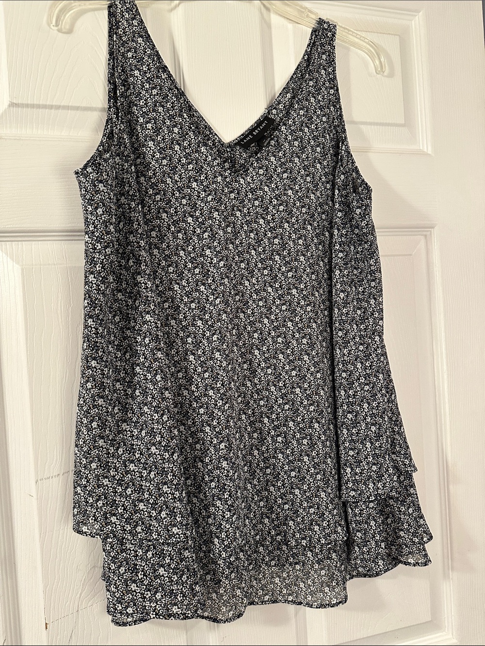 Lane Bryant Black and White Floral V-Neck Layered Camisole